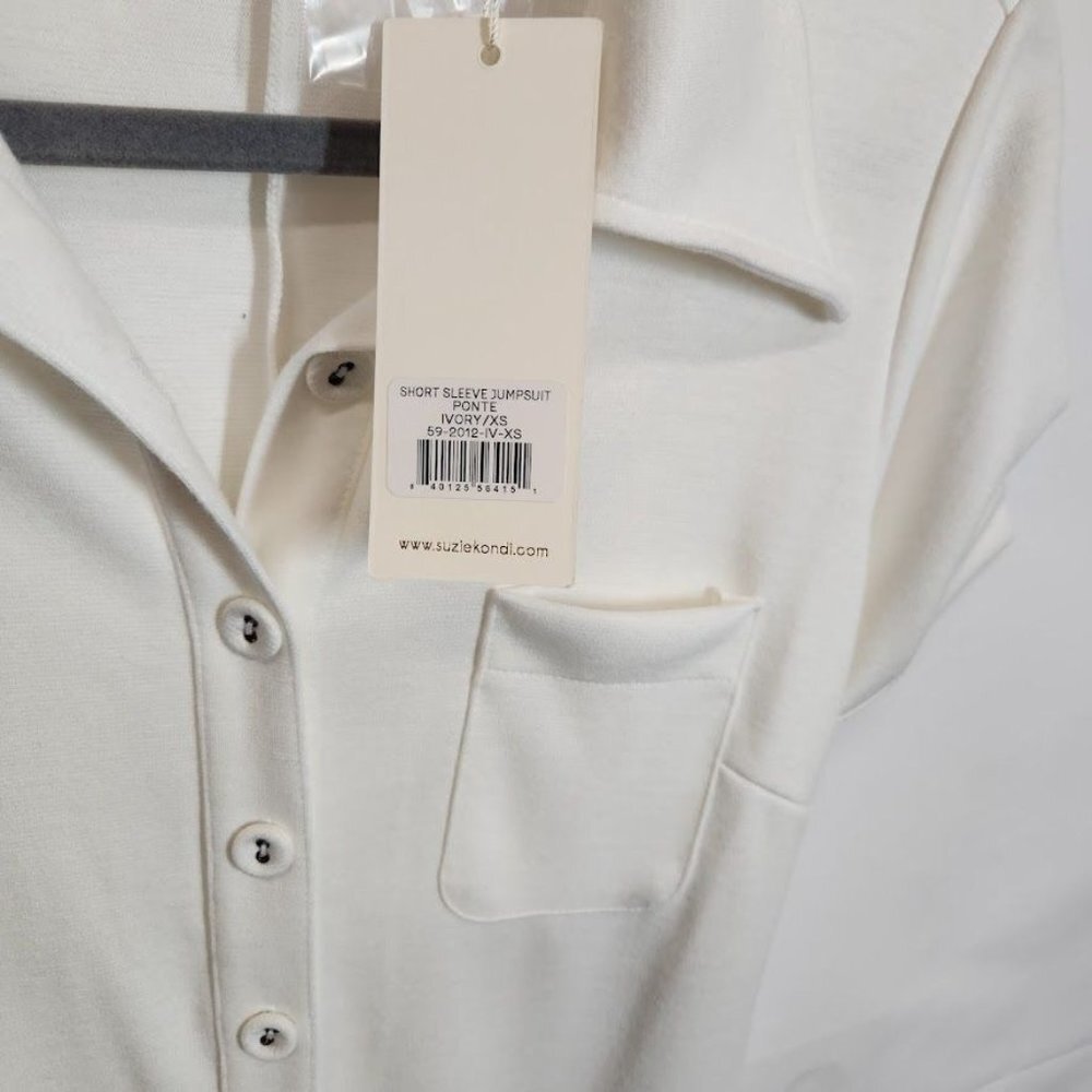 NWT SUZIE KONDI Stretch-Ponte Jumpsuit in Ivory - Size XS - Picture 10 of 11
